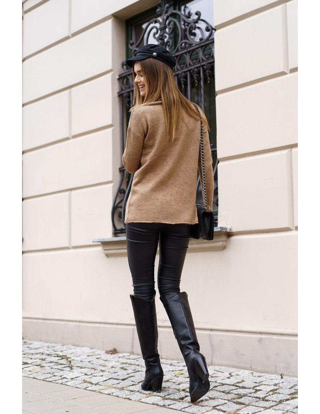 Loose turtleneck with sequin cappuccino pocket 321950 - Online store - Boutique